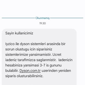 Dyson Ödeme Yaptığım Ürünü Tedarik Etmiyor