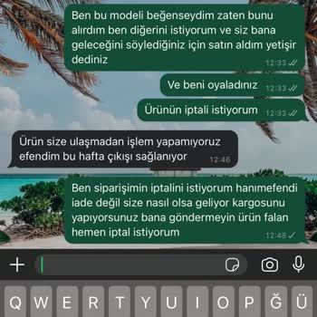 Deep Atelier Sipariş İptali İstiyorum İptal Etmiyorlar