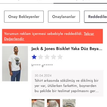 Boyner Sökük Tshirt Gönderimi