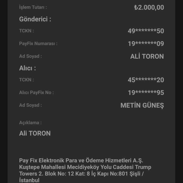PayFix Yanlış Para Gönderimi İptali