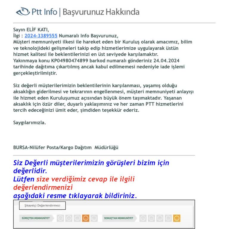 PTT Kargo PTT Yanlış Adrese Kargo Gönderimi