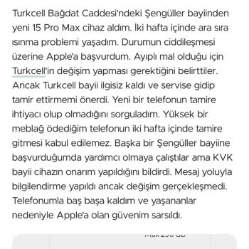 Apple 15 Pro Max Hatalı Ürün!