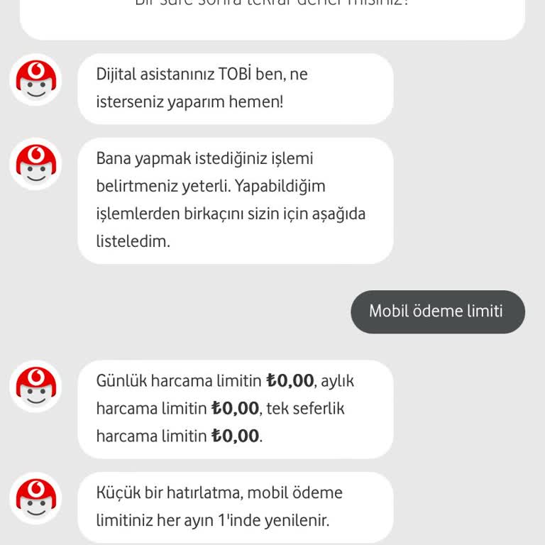 Vodafone Mobil Ödeme Limiti