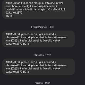 Akbank Yasal Takip Hakkında Yeterli Bilgi Vermemesi
