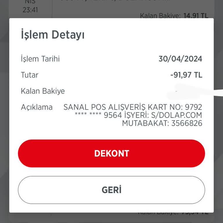 Dolap Uygulamasından Sipariş Verdim Param Çekildi Fakat Sipariş Olmadı!