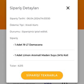 Saka Su Sebepsiz Sipariş İptali