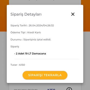 Saka Su Sebepsiz Sipariş İptali