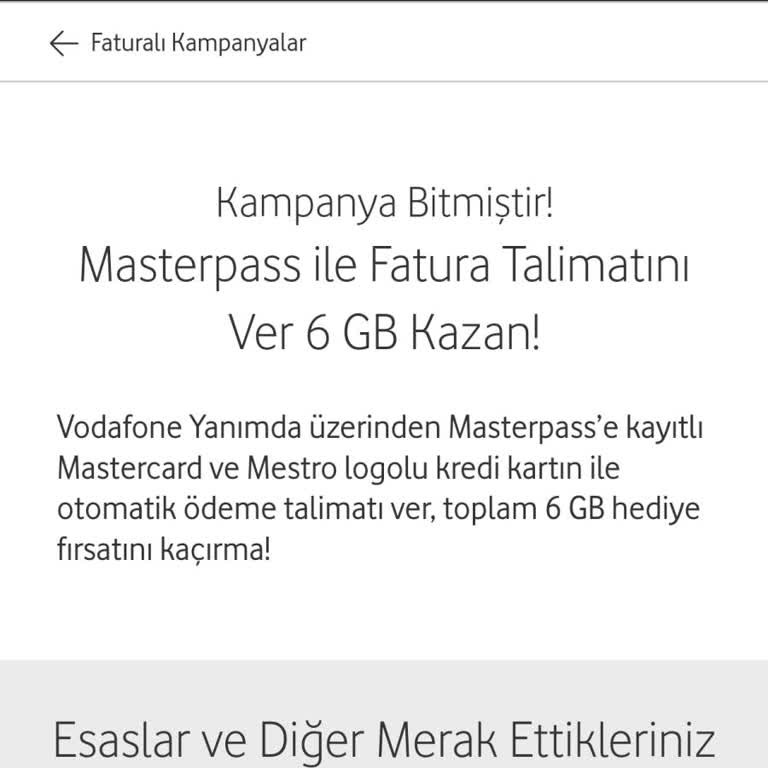 Vodafone Hediye İnternet Sorunu