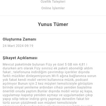 Turkcell M. Hizmetlerinin Tüm Şikayet Taleplerine Alakasız Cevapları