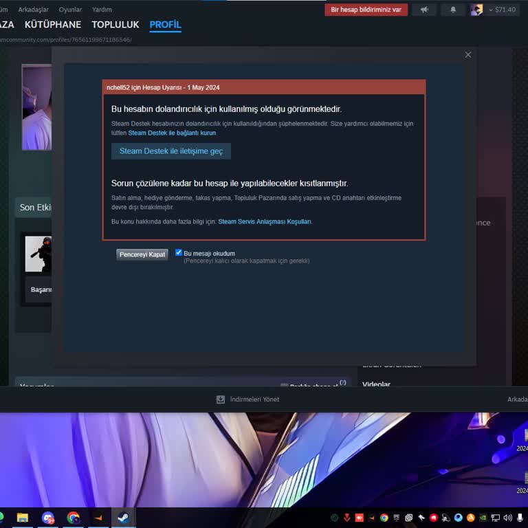 Haksız Yere Steam Hesabıma Erişim Engeli