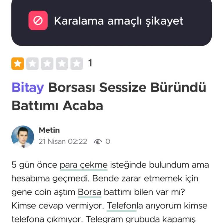 Karalama Olduğu İçin Bitay Borsası Yazımı Kaldırmış
