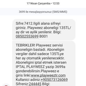 Playweez 3699 Olmayan Aboneliğin İptali İçin Para Kesilmesi