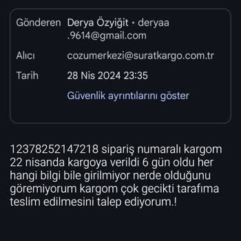 Sürat Kargo Teslimatımı Geciktirdi 9 Gündür Kargom Yok