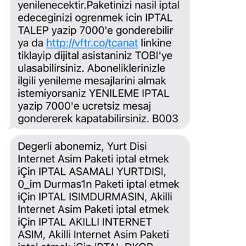 Vodafone Ek Paket İptal Olmuyor
