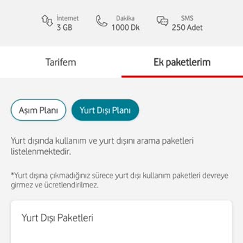 Vodafone Paket Tutarı Arttırımı