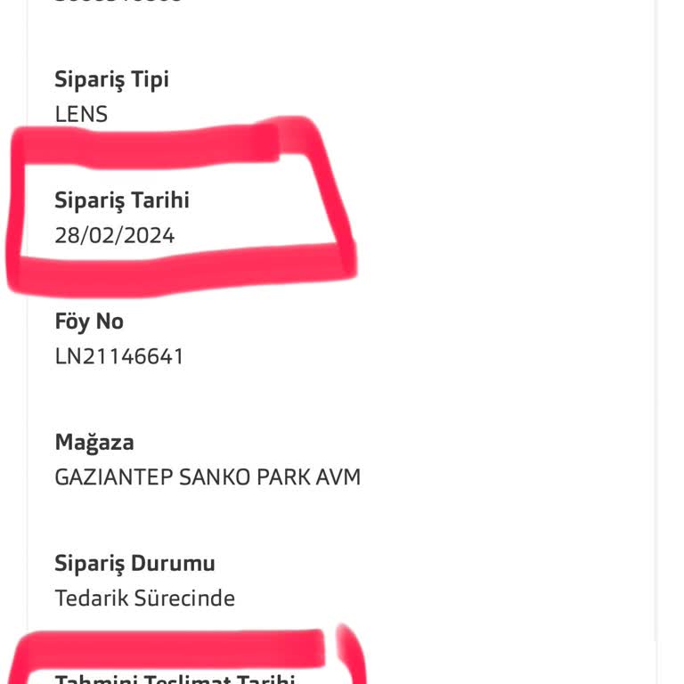 Sanko Park AVM Gaziantep Atasun Optik Lens Siparişi