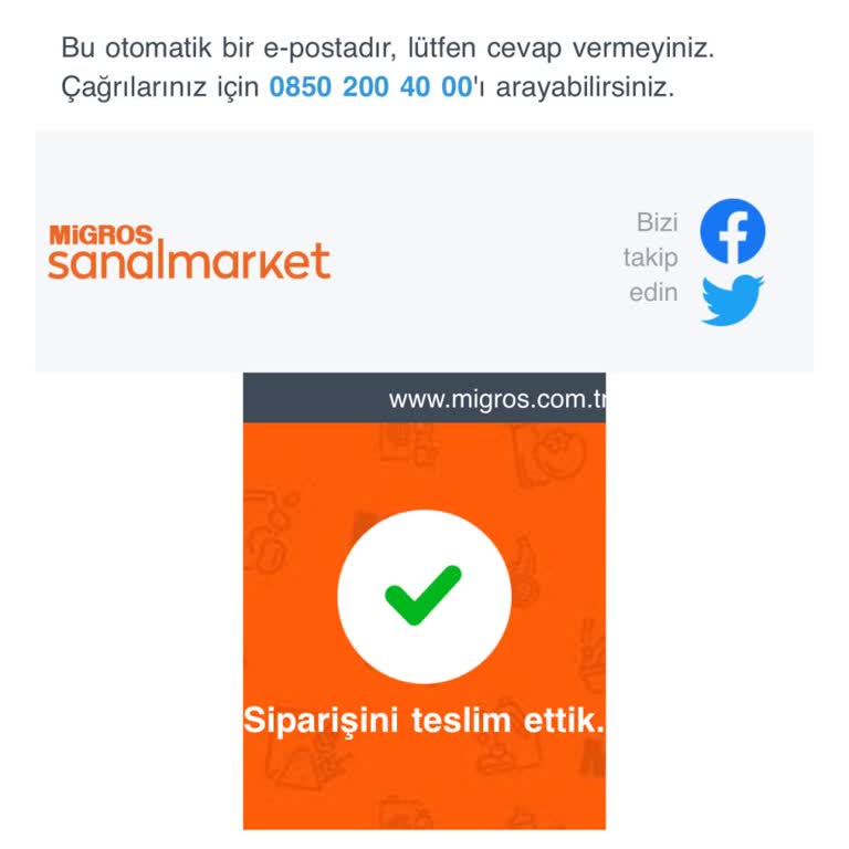 Migros Sanal Market Teslim Edilmeyen Alışveriş