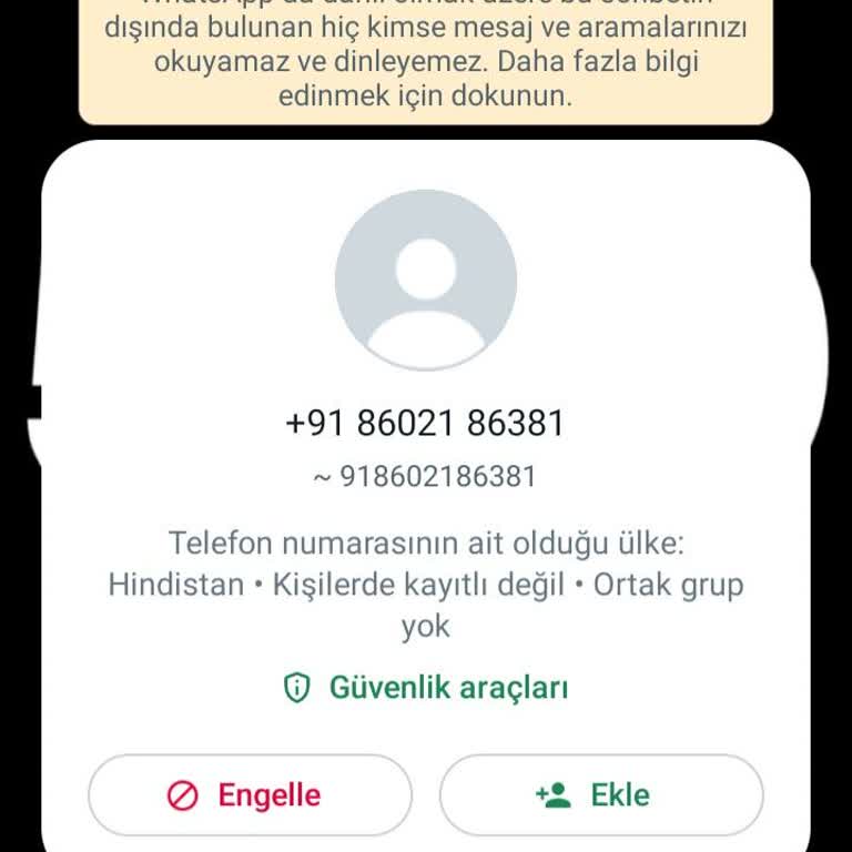 WhatsApp 91 Kodlu Numaradan Gelen WhatsApp Mesajı