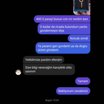 Atalay_gold_imitasyon (Instagram) İşletmenin Yanlış Ürün Gönderimi Ve İletişim Sorunları