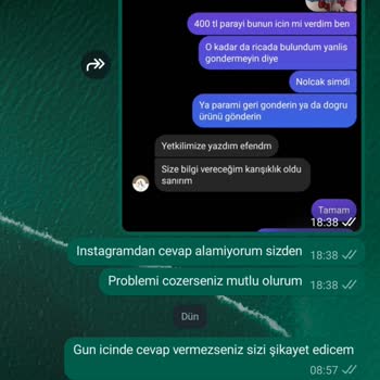 Atalay_gold_imitasyon (Instagram) İşletmenin Yanlış Ürün Gönderimi Ve İletişim Sorunları