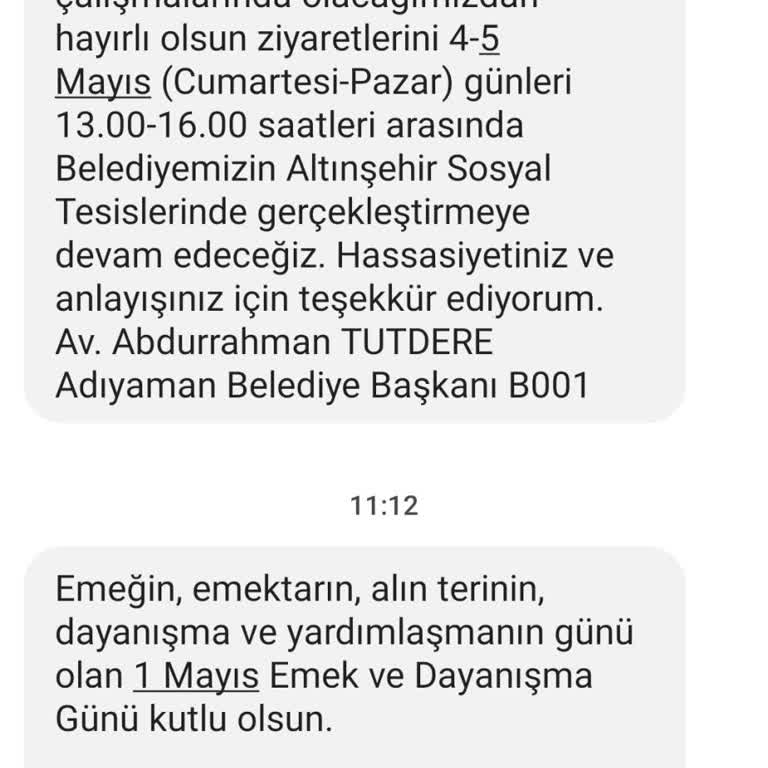 Adıyaman Belediyesi Adıyaman Belediye Başkanlığı Kısa Mesaj Sorunu