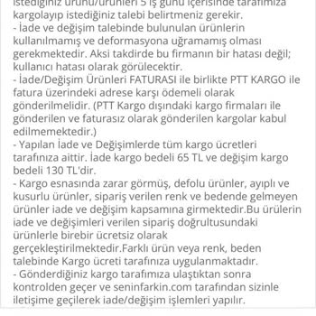 Senin Farkın Satın Alınan Ürün İade Kabul Edilmiyor.