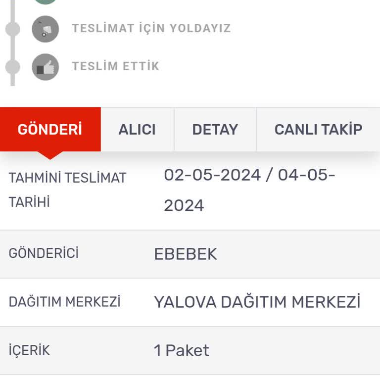 ebebek Kargom Yalova Dağıtım Merkezinde Orhangazi Merkezine Gelmedi Hala