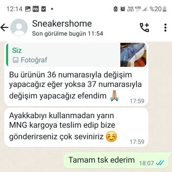 Sneakershome_tr (shopier-instagram) Değişime Gönderdiğim Ürünün Geri Gönderilmemesi