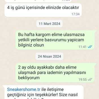 Sneakershome_tr (shopier-instagram) Değişime Gönderdiğim Ürünün Geri Gönderilmemesi