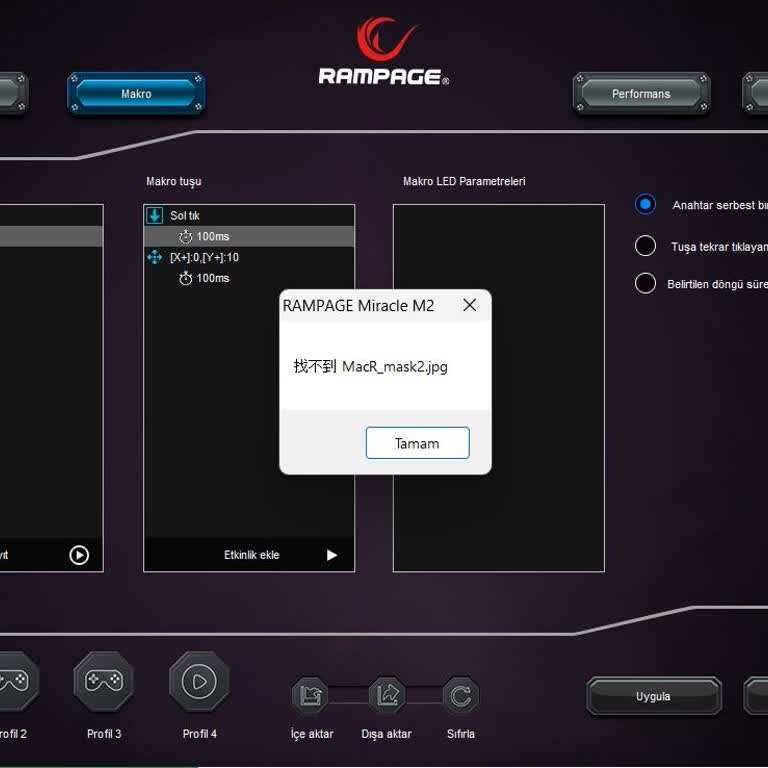 Rampage Miracle M2 Uygulama Hatası