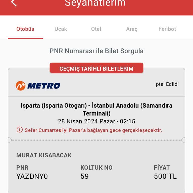 Obilet Para İadesi Yapılmadı.