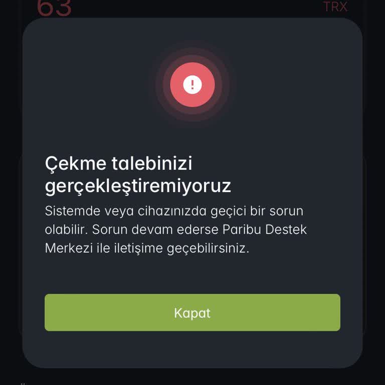 Paribu Çekim İşleminizi Gerçekleştiremiyoruz