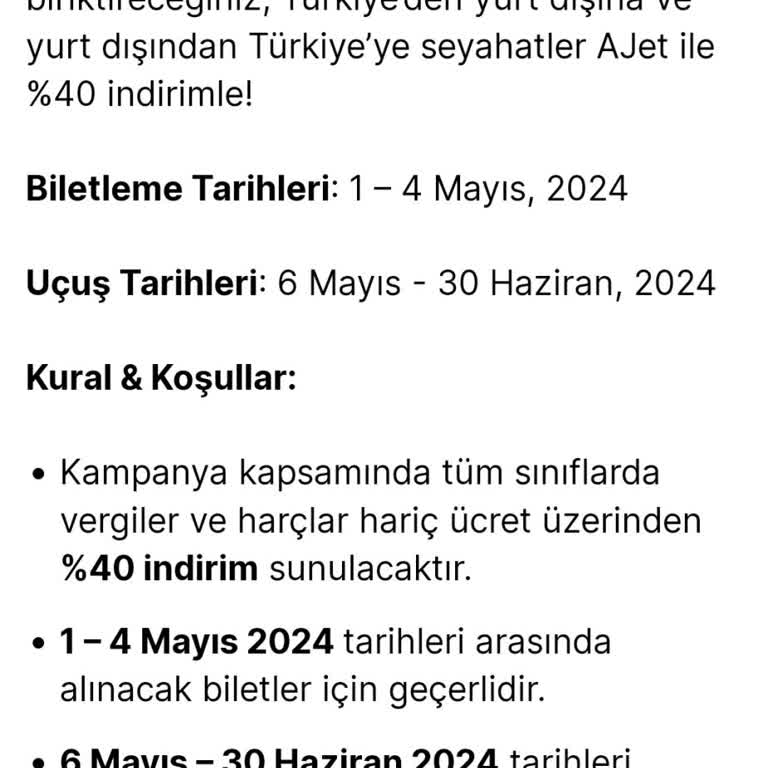 Ajet %40 Aile Kampanyası