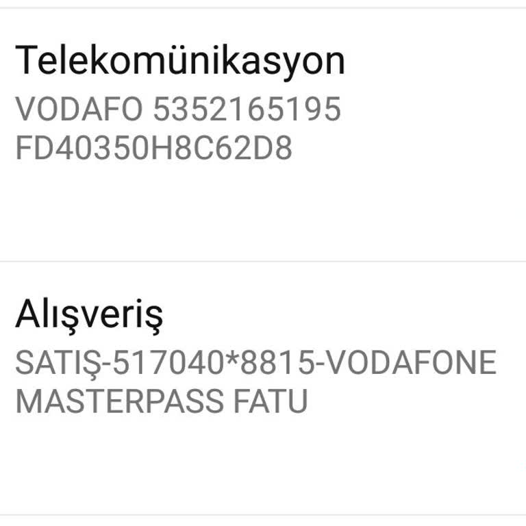 Vodafone Telefon Faturası Ve Otomatik Ödeme