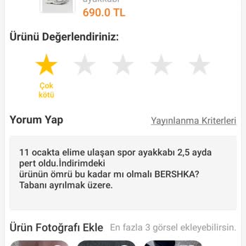 Trendyol Üzerinden Aldığım Bershka Spor Ayakkabı 2 Ayda Tabanı Ayrıldı