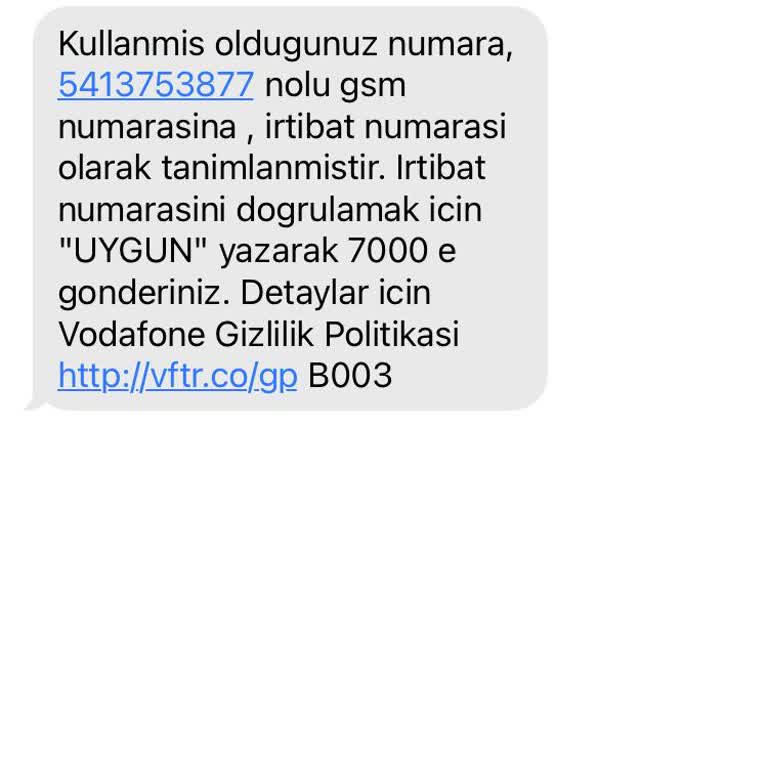 Vodafone'den Gelen Şüpheli Mesaj