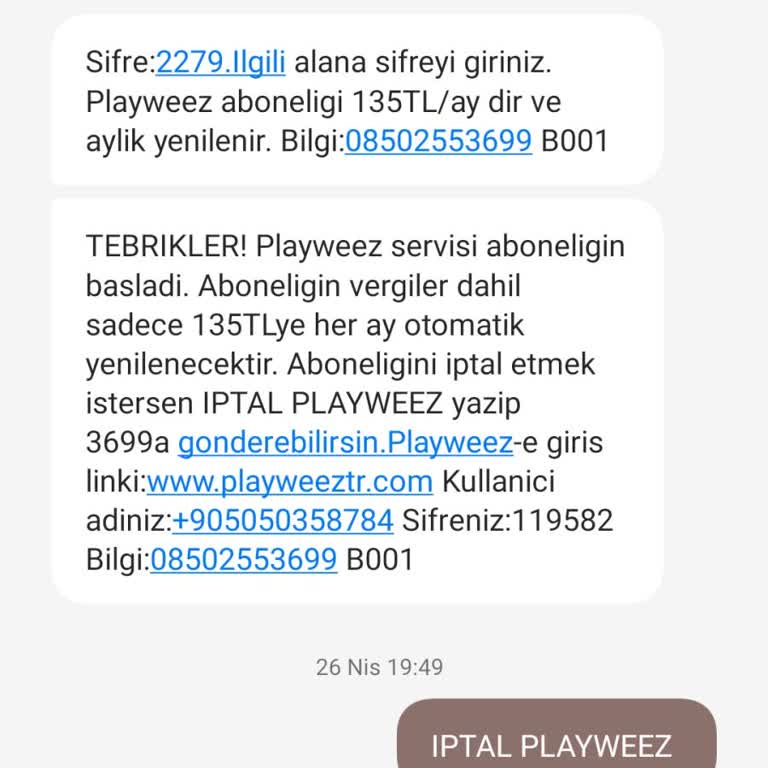 Playweez Haberim Olmadan Abonelik Başlatılmış