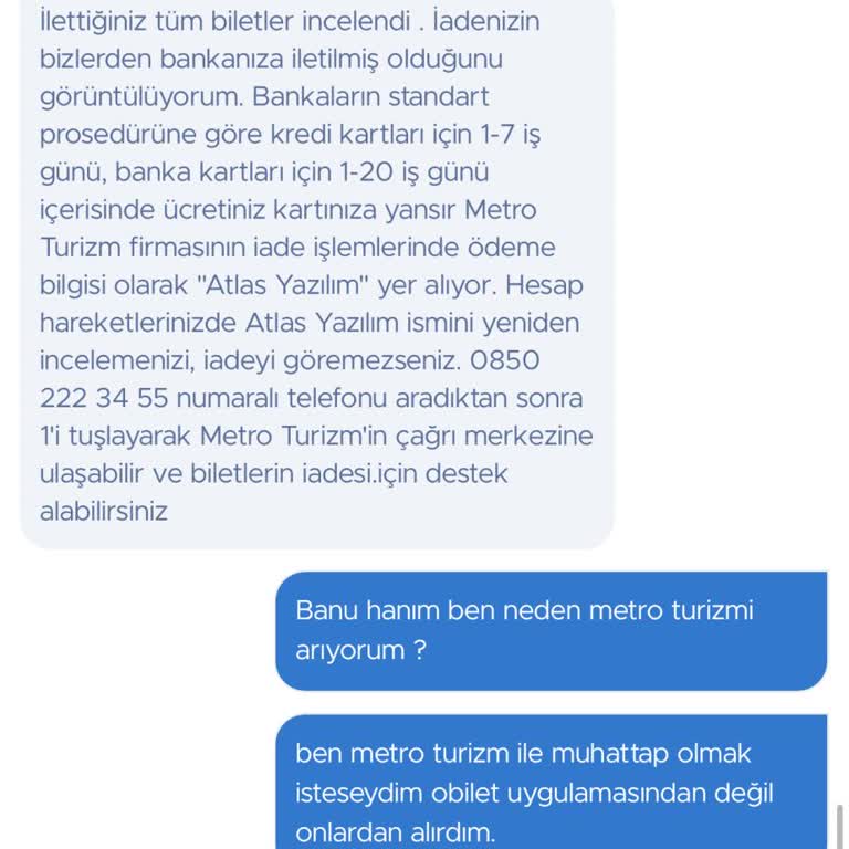 Obilet Ve Metro Turizm Bilet İade Ücreti Yapılmaması.