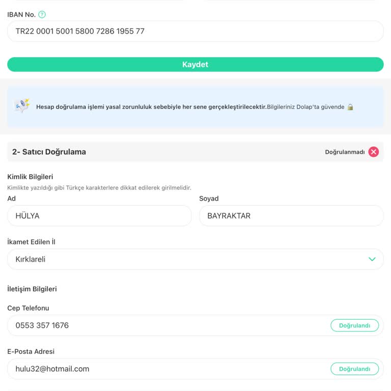 Dolap Bilgilerimi Giriyorum