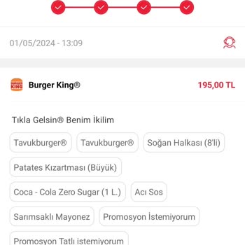 Tıkla Gelsin/Burger King Siparişimi 2 Saat Bekletip İptal Etti