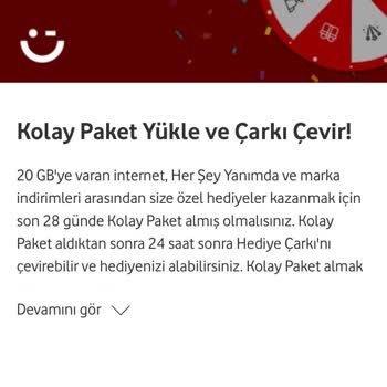 Vodafone Çarkını Çeviremiyorum. Paket Yükletmeme Rağmen