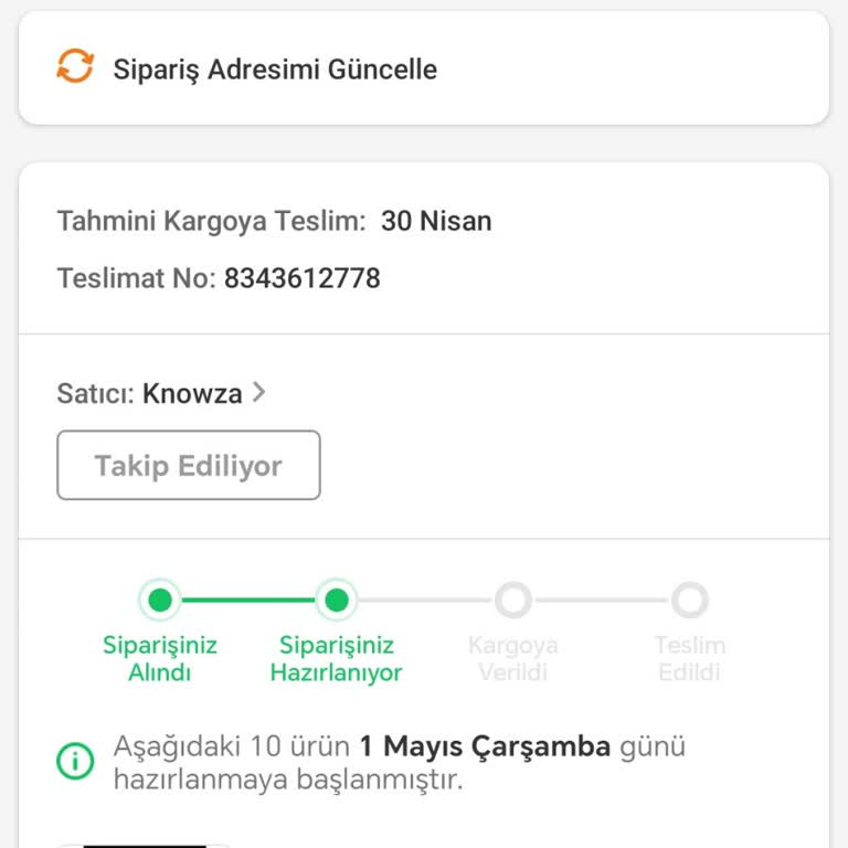 Trendyol Ürün Kargoya Verilmemekte