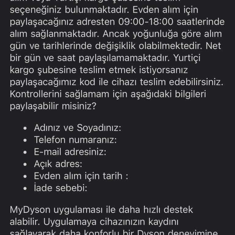Dyson Süpürge İade Sorunu