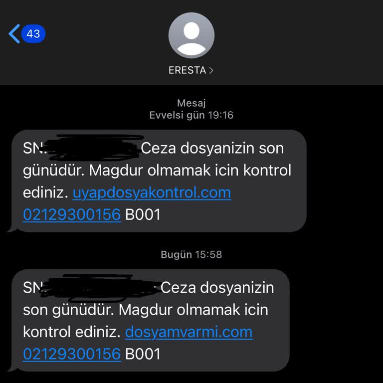 ERESTA (SMS) Haksız Suçlama Mağduriyeti