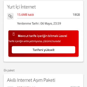 İnternet Paketim Bitmeden 507.1 MB Sözde Aşma Paketi Sattı Vodafone!