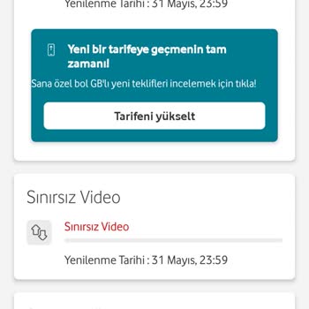 Vodafone İnternet Paketimin Anlaşılan Tüketim Kurallarına Göre Oluşturulmaması