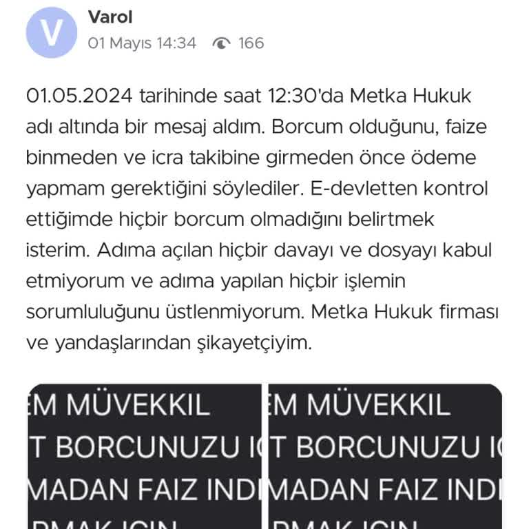 Metka Hukuk (SMS) Haksız Borç Talebine Hukuki Borç Mücadele Başlıyor