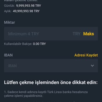 Binance TR De Bakiye 0