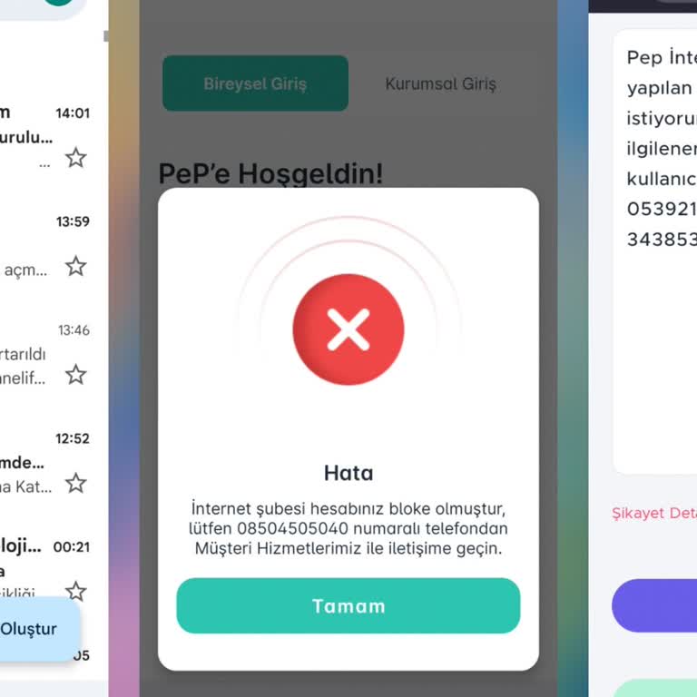 Pep İnternet Hesap Blokesi Talebi