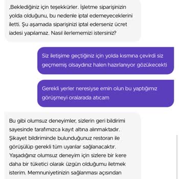 Getir Tüketicinin Değil Restoranın Savunucusu